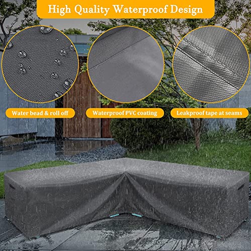 Akefit 2 Years Lifespan Patio V Shaped Sectional Sofa Cover Size100"X100"X30", 600D Extra Heavy Duty Outdoor Furniture Cover, Waterproof Extra Large Outdoor Sectional Cover, V Shaped Patio Table Cover #TOP4