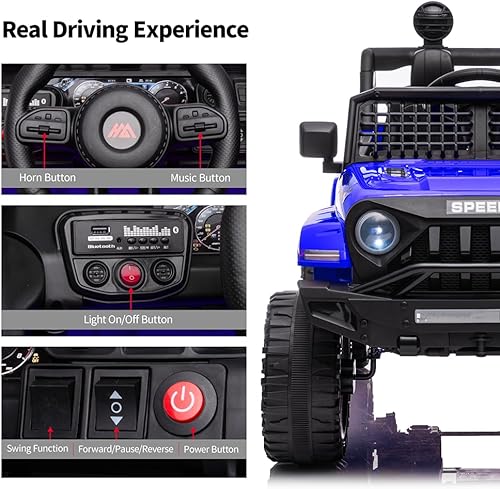 Miniatura 4 de Vehículo eléctrico con batería de 12 V para niños con control remoto, botón de arranque, botón oscilante, MP3, ruedas eléctricas, vehículos