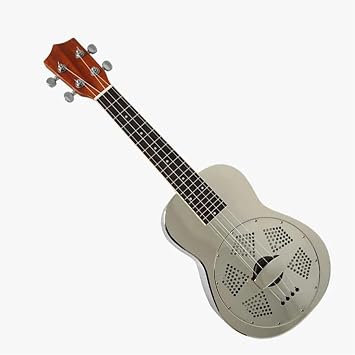 Ukelele Musical Instrument Concert Ukulele Gloss Finish Chrome Brass Body Resonator Ukulele With Hard Case