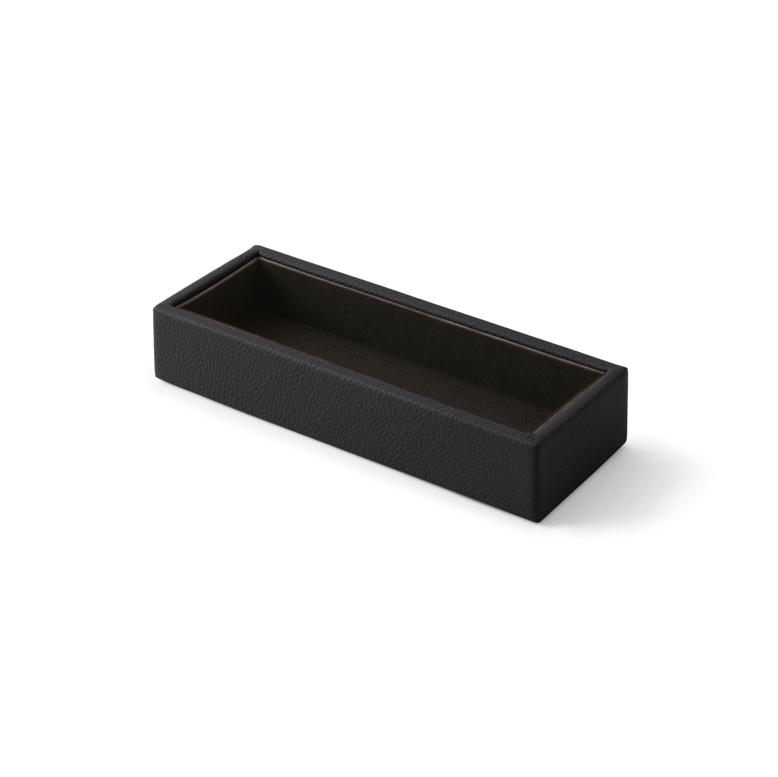 Eglooh - Atena - Schreibtisch Stiftablage Echtes Leder Schwarz - Rechteckiges Design und handgefertigte Ausführungen - cm 20 x 7,5 x H.3,5 - Vollständig in Italien hergestellt