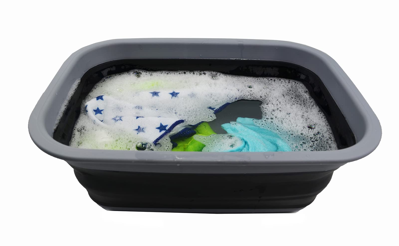 Récipient Pliable Gain De Place SAMMART Bassine Pliable 15 L – TPE/PP, Grise, 44x34x18 Cm Dépliée – Pour Pique-nique, Camping, Rangement