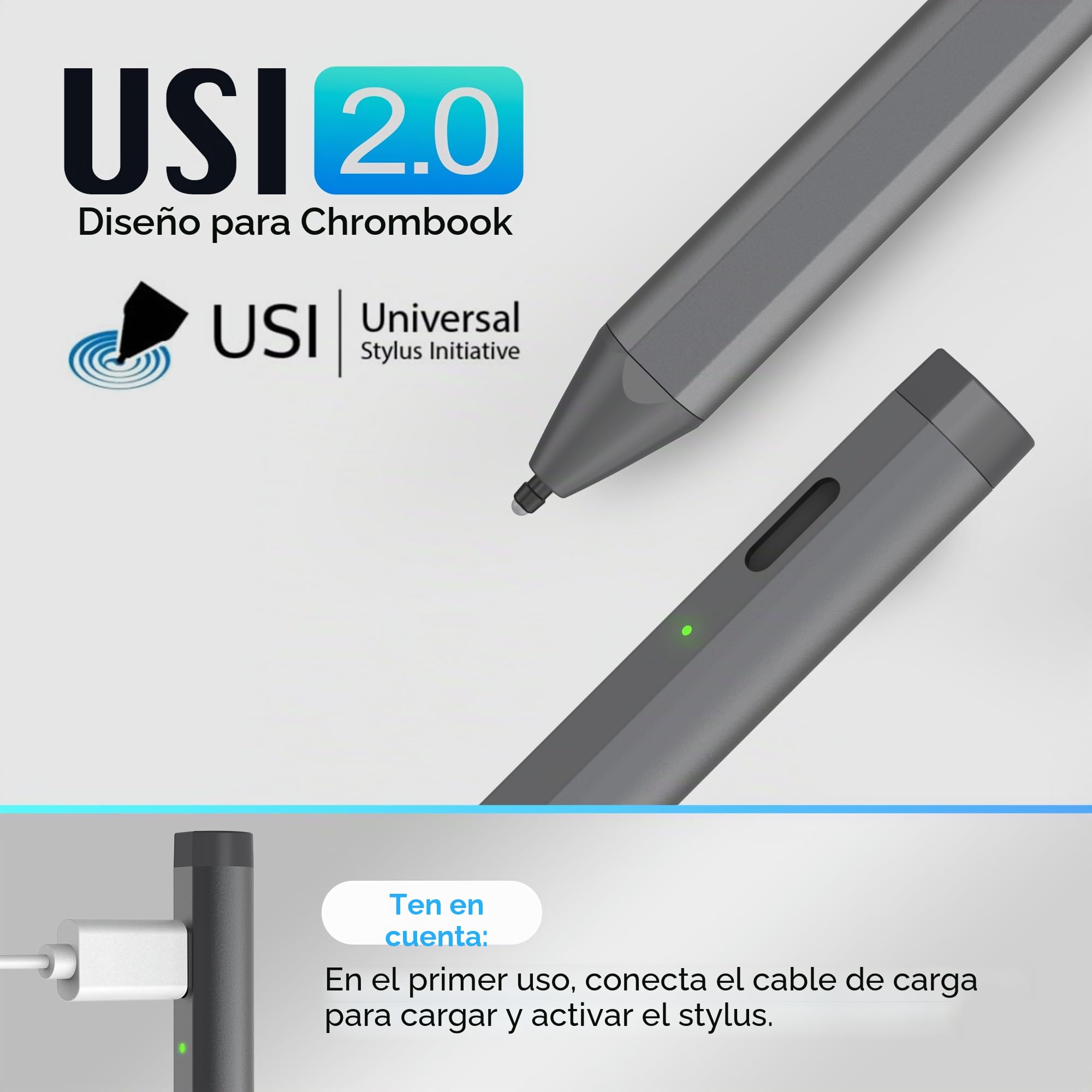 USI 2.0 Lápiz Táctil con 4096 Niveles de presión Stylus Pen para Amazon Fire MAX 11 / Fire HD 10 / Google Pixel Tablet/HP/ASUS/Acer/Lenovo Algún Modelo de Chromebook.