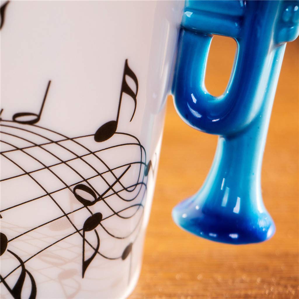 Mug Couvercle Mug Procelaine Avec Poignée,Notes De Musique,Tasse À Café Avec Mug Musique