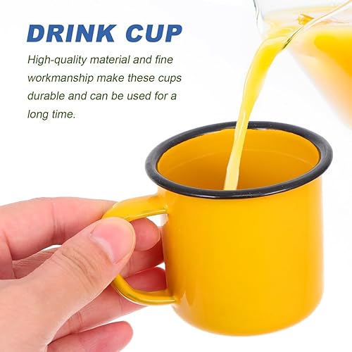 Miniatura 7 de Tofficu Juego de 5 tazas de vino vintage esmaltadas pequeñas retro de 5 onzas para el hogar, camping, picnic, colección de vasos esmaltados