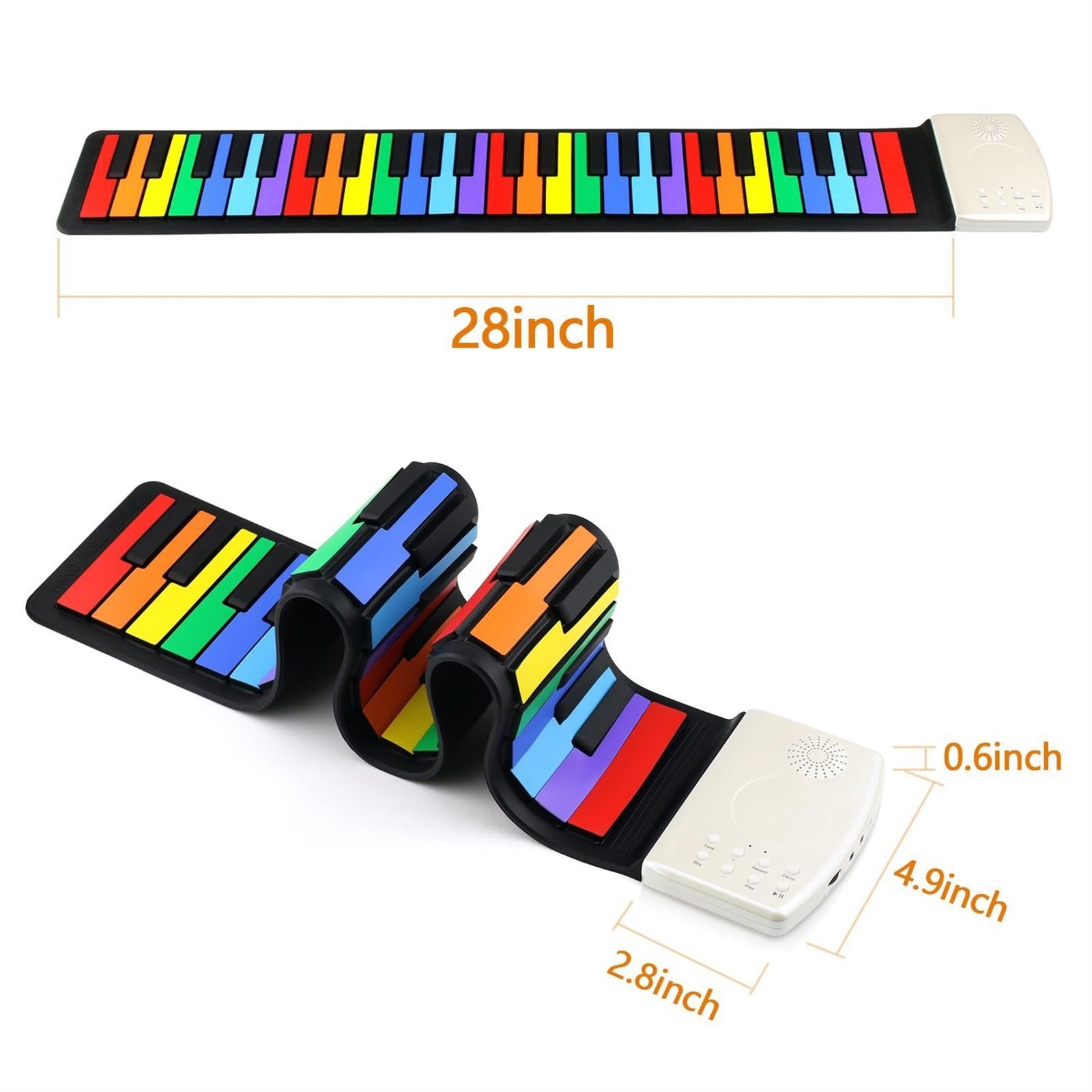 Anfänger Elektronisches Klavier Tragbares Elektronisches Keyboard Mit 49 Tasten Und Regenbogen-Handrollklavier Aus Silikonkautschuk Für Einfaches Tragen