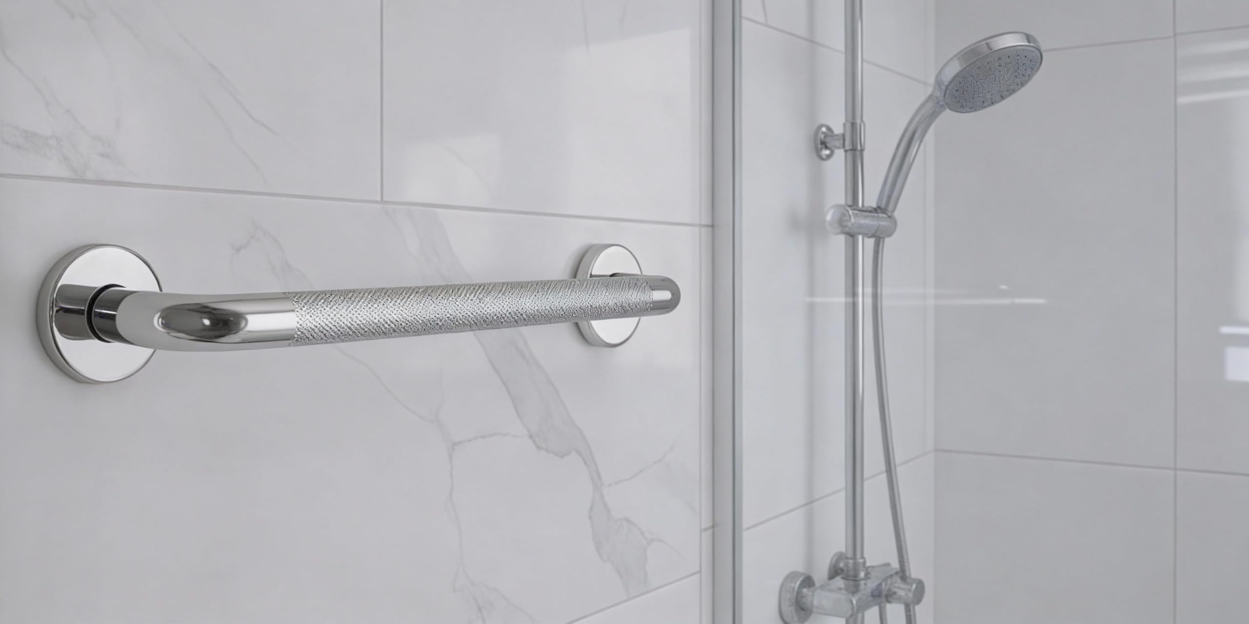 Barra de Apoyo de Acero Inoxidable 68 cm con Superficie Antideslizante | Asidero de Seguridad para Ducha y Bañera | Agarradera Ideal para Personas Mayores y Baño Accesible