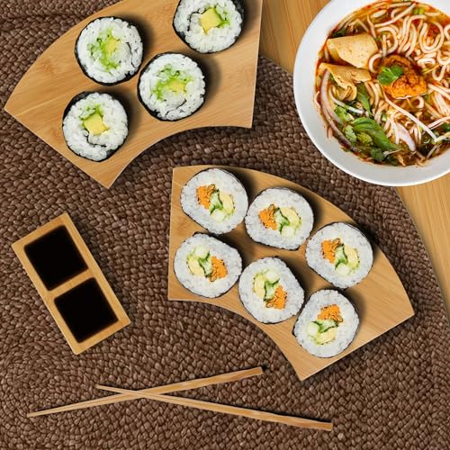 Platos para sushi de bambú en 3 tamaños miniatura 6
