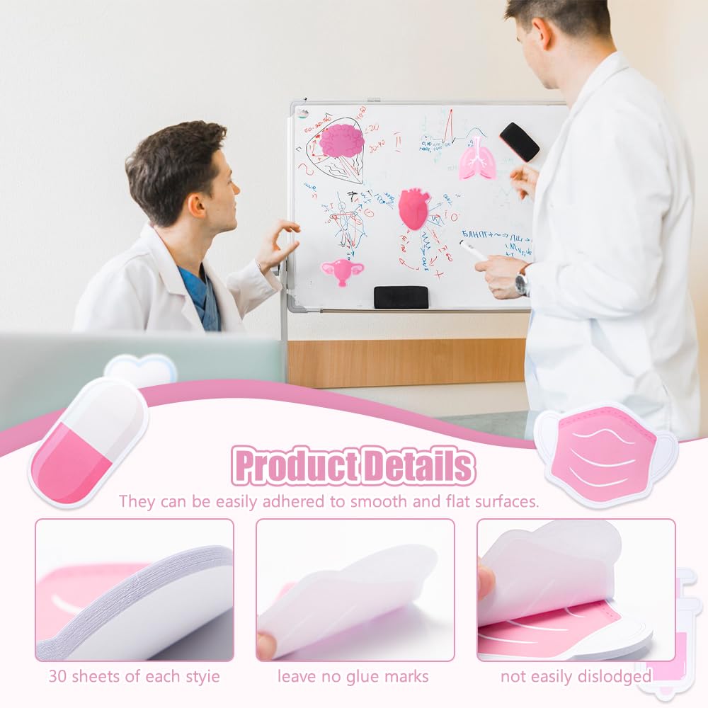 Keboyoe 16 Pack 480 Sheets Funny Nurse Sticky Notes Nursing Self Stick Note Pads Medical Themed Cute Memo Pads Notepads Booklet Memo Notepads Nurse Gifts for Hospital School Office Supplies(Blue,Pink) - Image 2