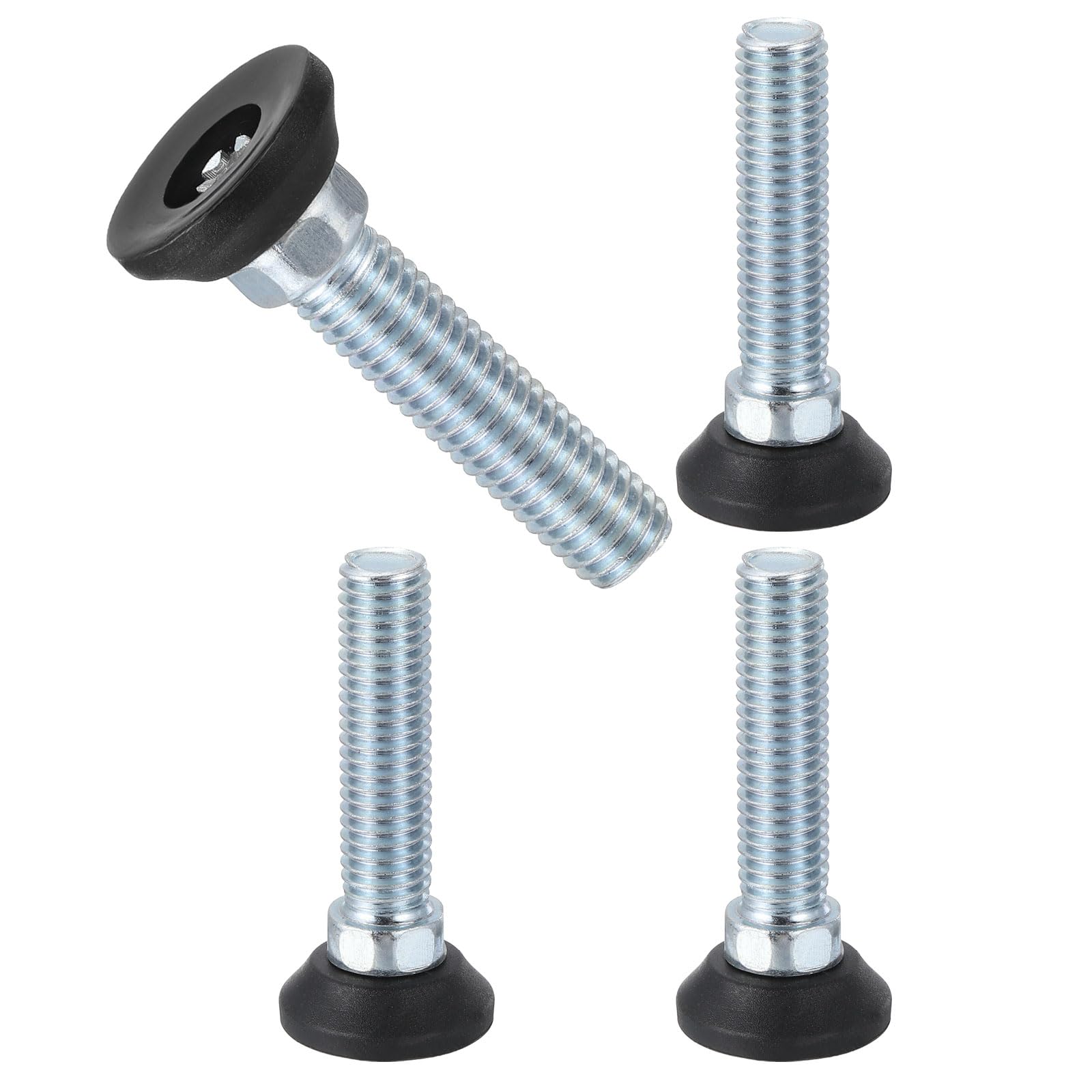 sourcing map M13 Thread Furniture Feet Levelers, 4Pcs 1/2"-13 50mm l Adjustable Furniture Feet Screw in Threaded Leveling Leg Screw on Chair Foot Glides Leveling for Table Chair Cabinet Black