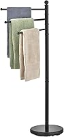 MyGift 40-Inch Matte Black Freestanding Towel Rack with 3 Swivel Arms - Bathroom Standing Holder & Dryer