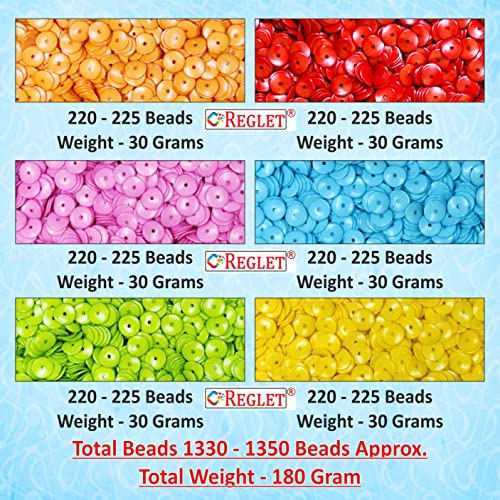 Image of 1350 Pcs DIY Sequin Beads for Jewellery Making Kit, Plastic Beads for Bracelet Making Kit, Beading, Beadwork, Crafting, Embroidery, Bead Craft, Pearls for Craft - Multicolour, 180g, 6mm