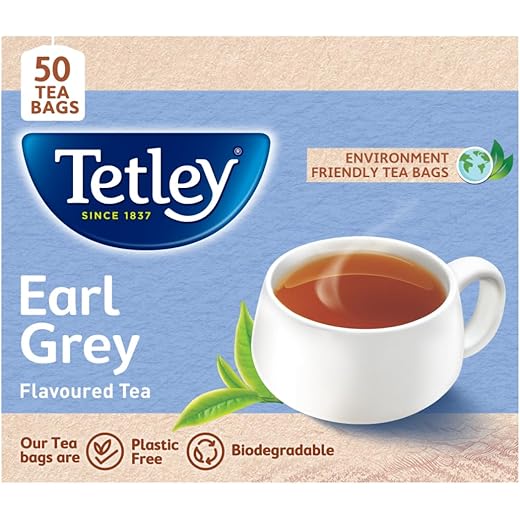 Tetley Earl Grey Flavoured Black Tea Rich Assam Blend 50 Tea