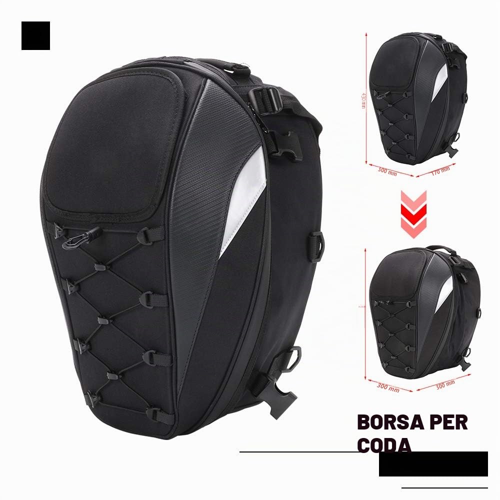 AnXin Zaino da moto per casco e laptop, impermeabile, capiente, con esterno rigido, in fibra di carbonio, leggero, per viaggi, escursionismo, esterni, campeggio e ciclismo, custodia per fotocamera