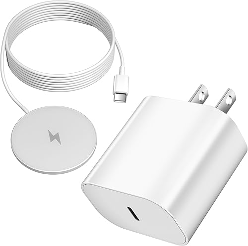 Cargador inalámbrico magnético de 6 pies y 15 W, cargador Apple MagSafe, almohadilla de carga rápida y cargador rápido USB C, cargadores rápidos