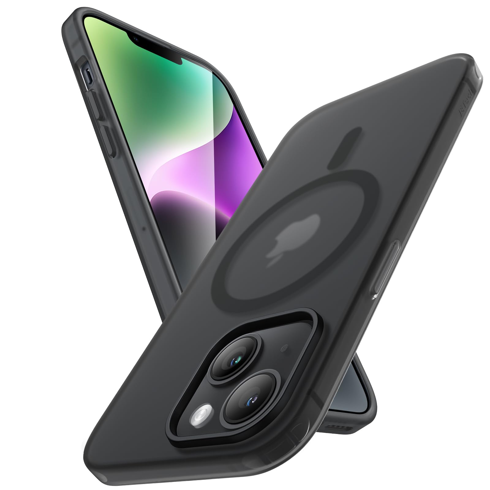 JETech Matte Case for iPhone 14 6.1-Inch Compatible with MagSafe, Non-Yellowing and Anti-Fingerprint, Shockproof Translucent Frosted TPU Soft Phone Cover (Midnight)