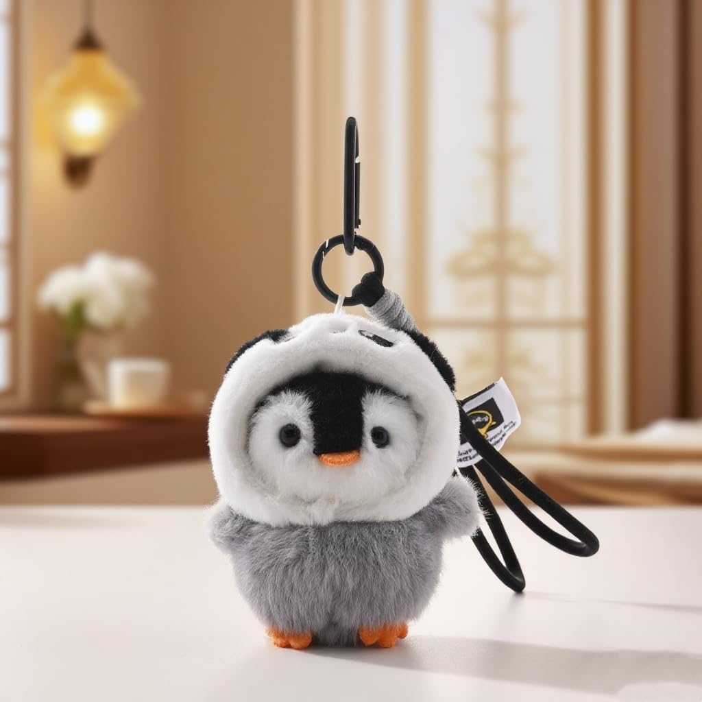 Adorable Penguin Keychain in Panda Hat Cute Animal Car Pendant Backpacks Keys Kawaii Penguin Charm for Animal Lovers10cm - Image 5