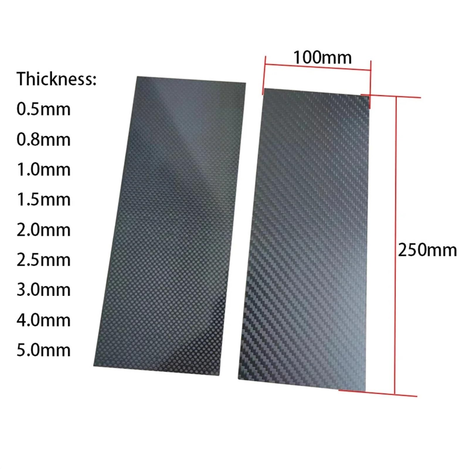 Kohlefaserplatte 1 Stück 100 mm x 250 3K-Carbonfaserplatten Carbon-Panel-Board 0,5 mm-5 Dicke Carbonfaser-Modellmaterial(4.0mm twill glossy)