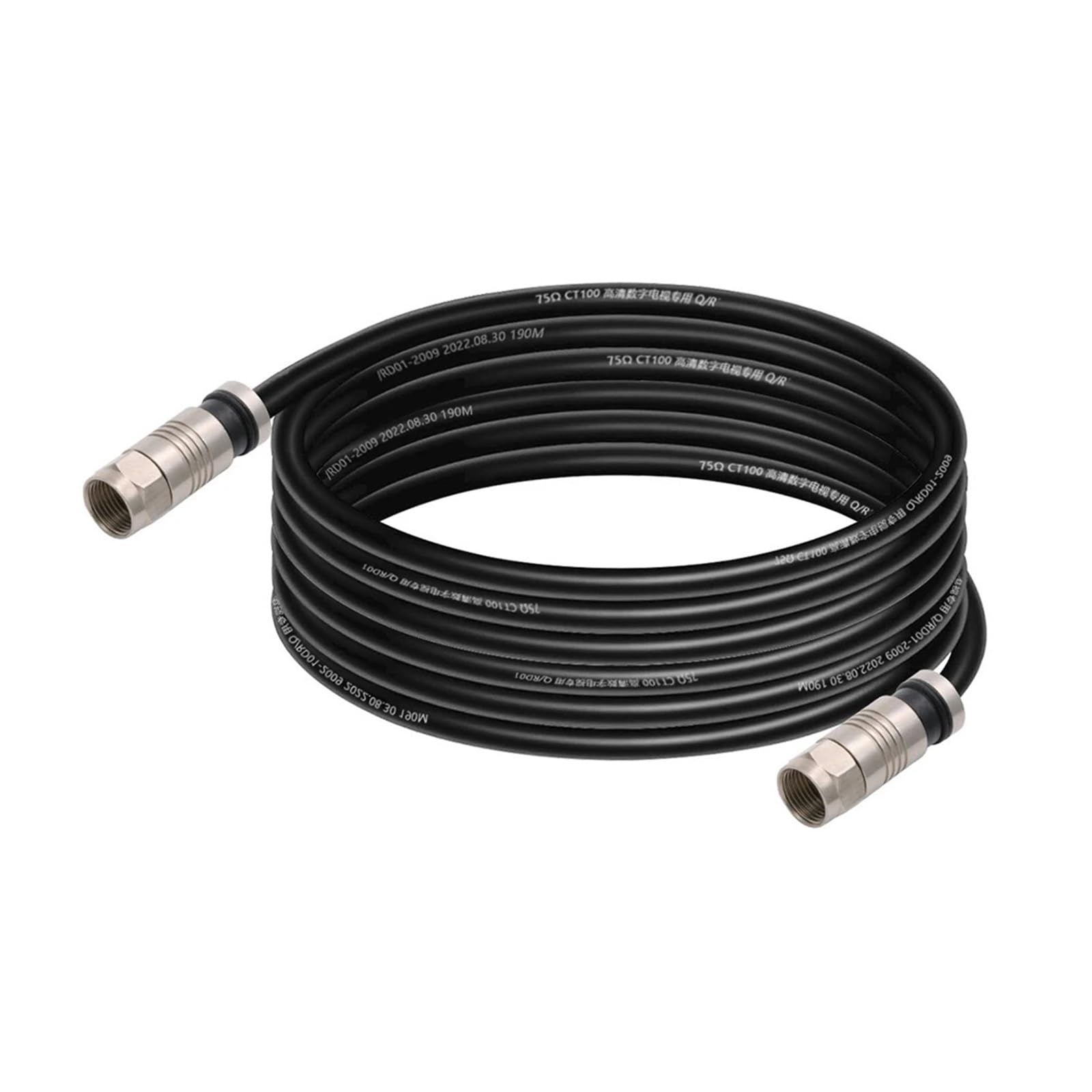Cavo patch RG6 da 0,2 M a 30 M, cavo coassiale da 75 Ohm con connettore F, antenna TV digitale via cavo audio e video, Internet e satellite(Svart,30M)