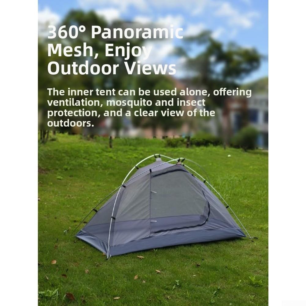 Tenda Ultraleggera 1 Posto Impermeabile 1.7kg Doppio per strato | Doppio per strato impermeabile, peso 1.7kg, ideale trekking, ciclismo, avventura outdoor(Cloud Blue 210*90*100cm)