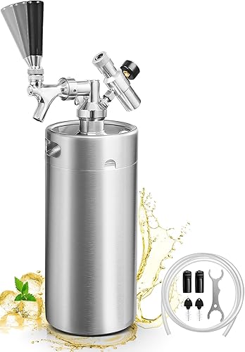 Mini Growler de barril de 128 onzas, sistema dispensador de cerveza de barril presurizado, sistema portátil de acero inoxidable para cultivar