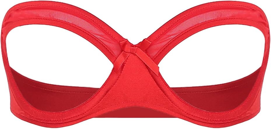 dPois Women Sexy Lingerie Top Everyday Bras Open Nipple Cutout Bra Push Up Unlined Top for Romantic Night
