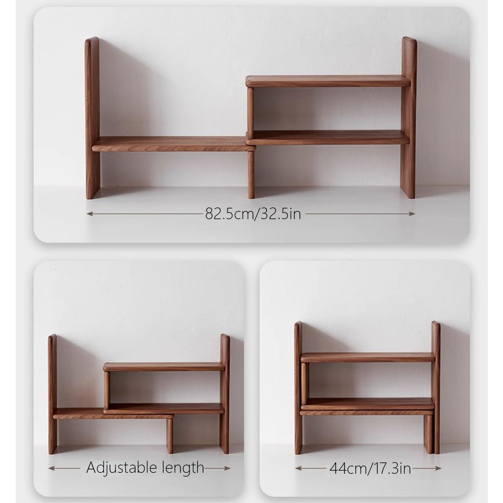 Regulowany mały serwis z książkami komputerowymi - Walnut Desktop Organizer Organizer Stojak do przechowywania biur - Rozszerzalne wyświetlacze szafy biurowe biurowe organizator biurka