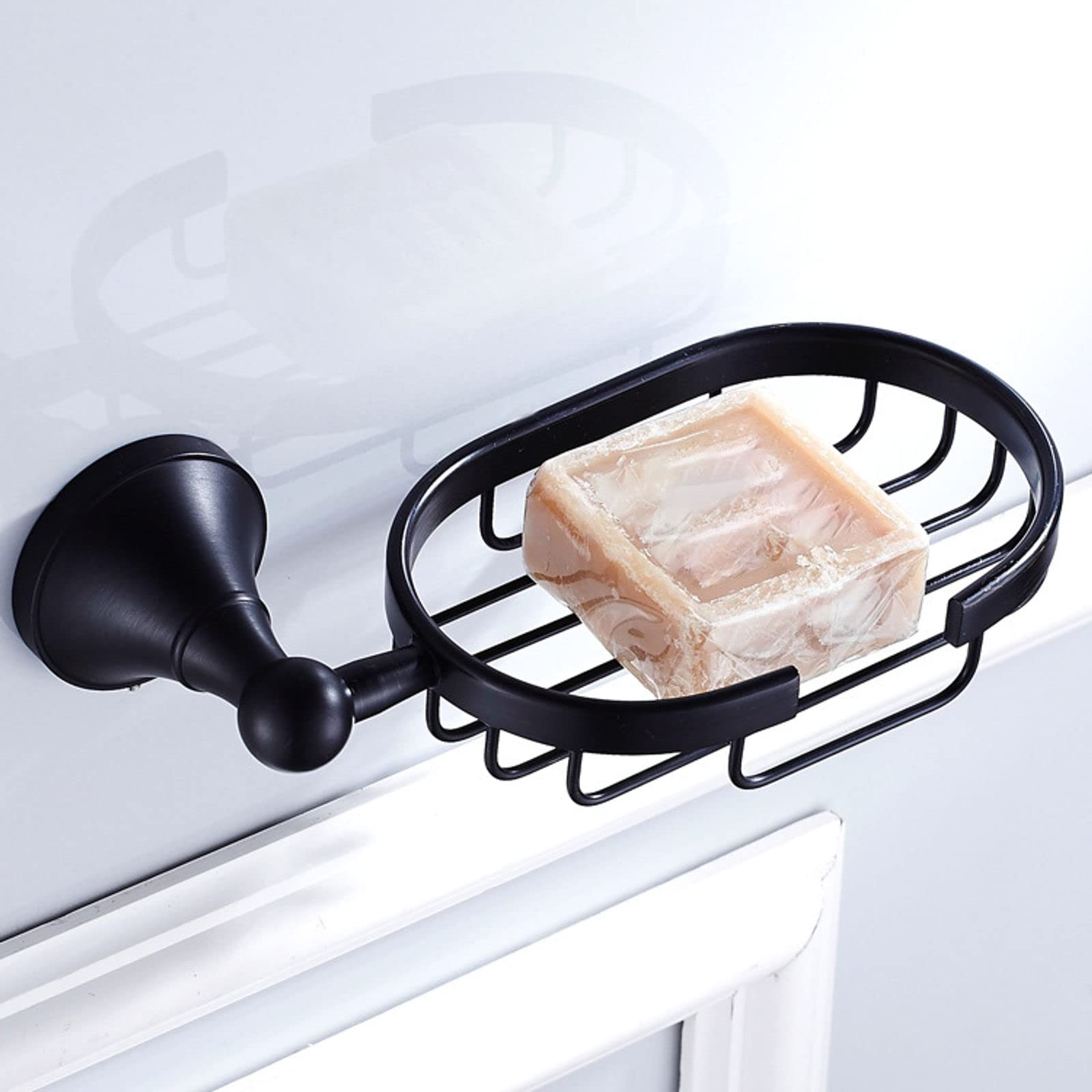 Jabonera de Pared, jabonera, jabonera for Pared de Ducha, Negro Mate, jabonera de latón, Acabado Cepillado, jabonera Retro Euro, Mantiene el jabón seco y Drenaje rápido, Negro