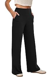 Wide Leg Pants Woman High Waist Yoga Pants with Pockets Loose Stretch Dress Work Sweatpants Casual Lounge