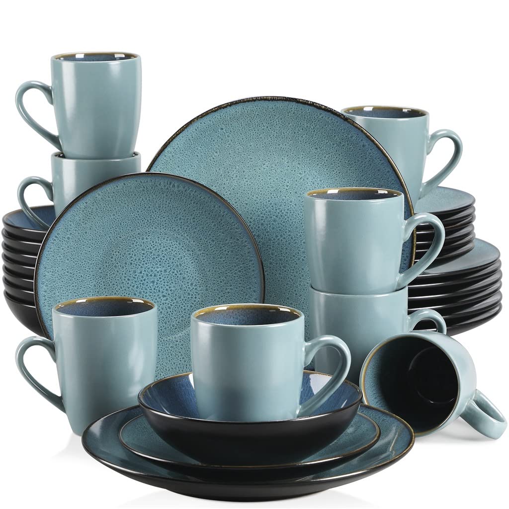 NZPOST Dinner Plate Tableware Set Vintage Ceramic Stoneware Set with Dinner&Dessert Plate,Bowl,Coffee Cups