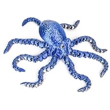 3D Printed Octopus,3D Printed Animals Fidget Toys, Decor for Stress Relief,Desk Fidget Spinner Toys Silvery Blue