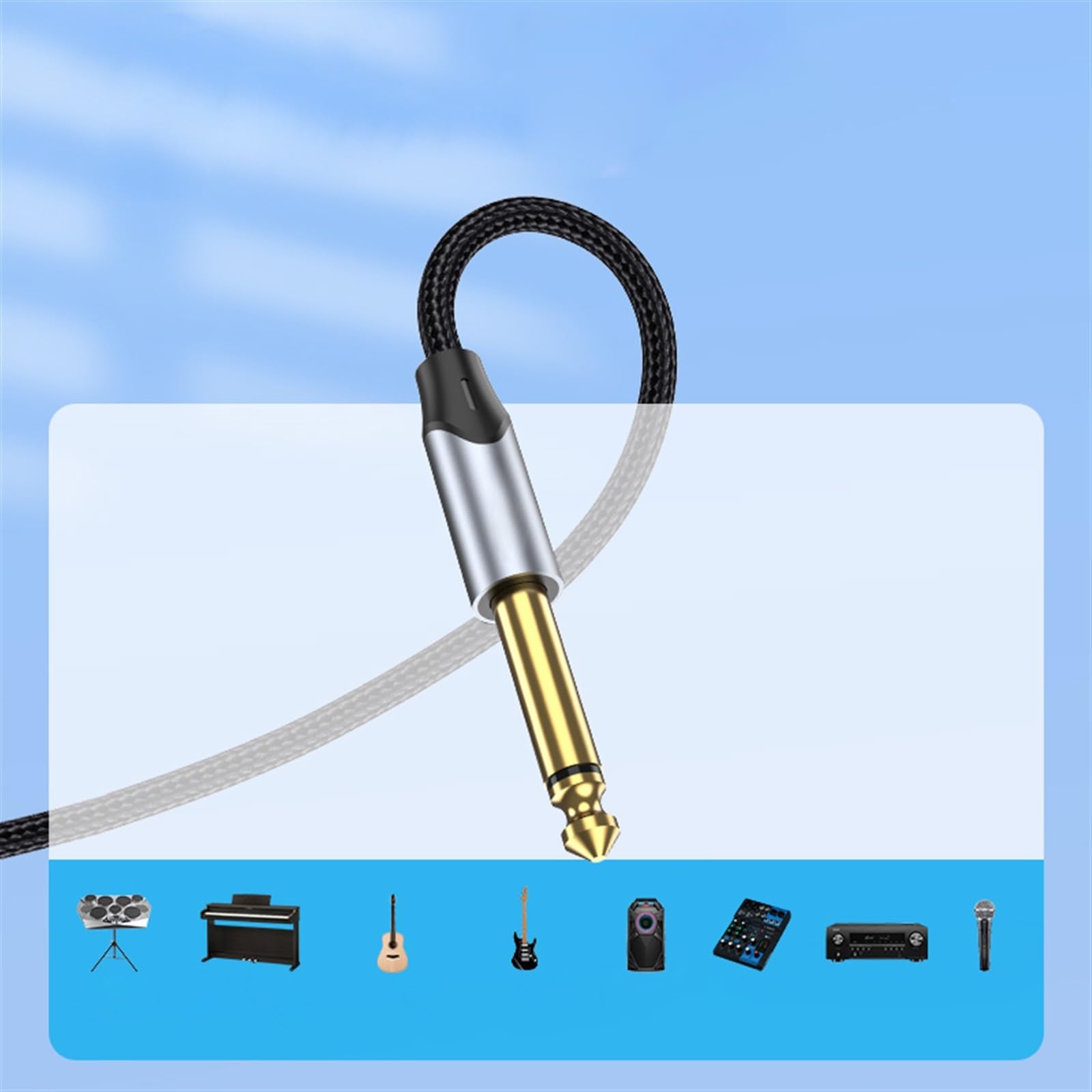akcesoria do gitary Kabel Audio 6.5mm 6.35 Duży Dwurdzeniowy Męski Na Męski Kabel Połączeniowy Kabel Do Nagrywania Kabel Przesyłowy 3 Metry (Color : 1m)
