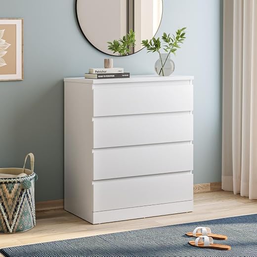 Wakefit Engineered Wood Chest of Drawer | 1 Year Warranty | 4 Drawer Storage Organizer for Bed &amp; Living Room | Centaur - F...