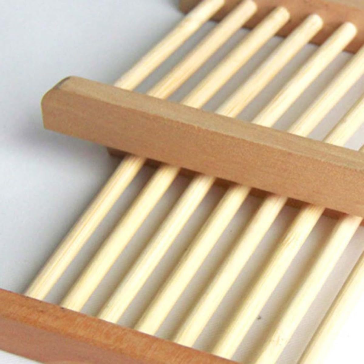 2pcs Natural Wood Soap Dish Tray Holder for Countertop and Bathtub image 2