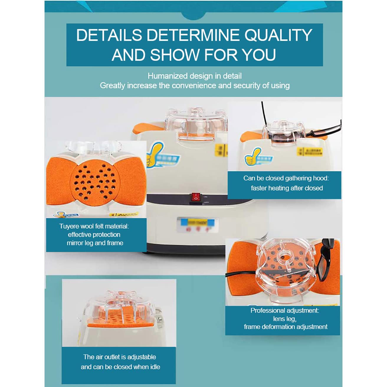 Calentador de Montura de Gafas, Calentador de Montura de Gafas, Calentador de Lentes ópticos Herramienta de Calentador de Gafas, Herramienta de Modelado de Montura de Gafas, Lámpara de Calor de 160
