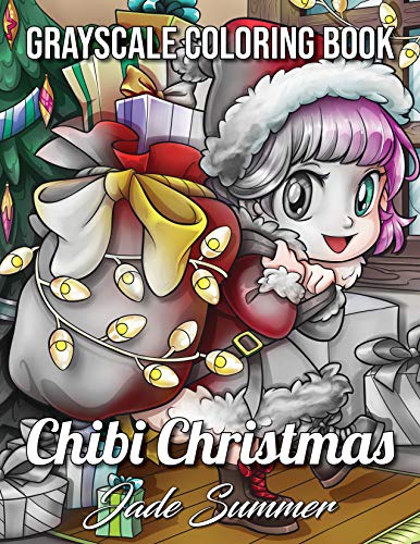Télécharger Chibi Christmas Grayscale: An Adult Coloring Book with Adorable Girls, Christmas Scenes, Winter Fun, PDF