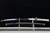 Vista 4 de HERO SWORD Katana templada de arcilla T10 hecha a mano de 41 pulgadas, espada templada de Devil May Cry Vergil, espada Yamato Samurai forjada a