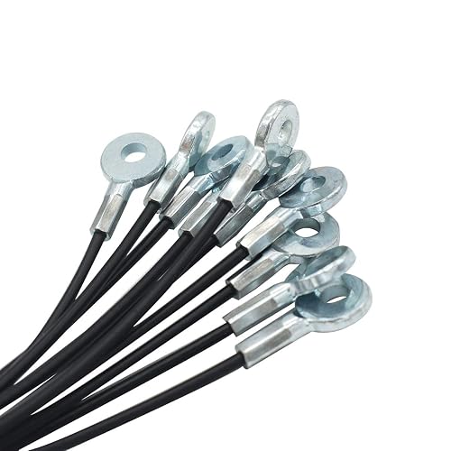 Bytiyar 1/8"(3mm) Wire Diam Galvanized Steel Cable Eyelets Ended Short Rope Lanyard Safety Tether Chain Lock with Vinyl Coated Cover, 10 Pcs Black 10"/25cm Length