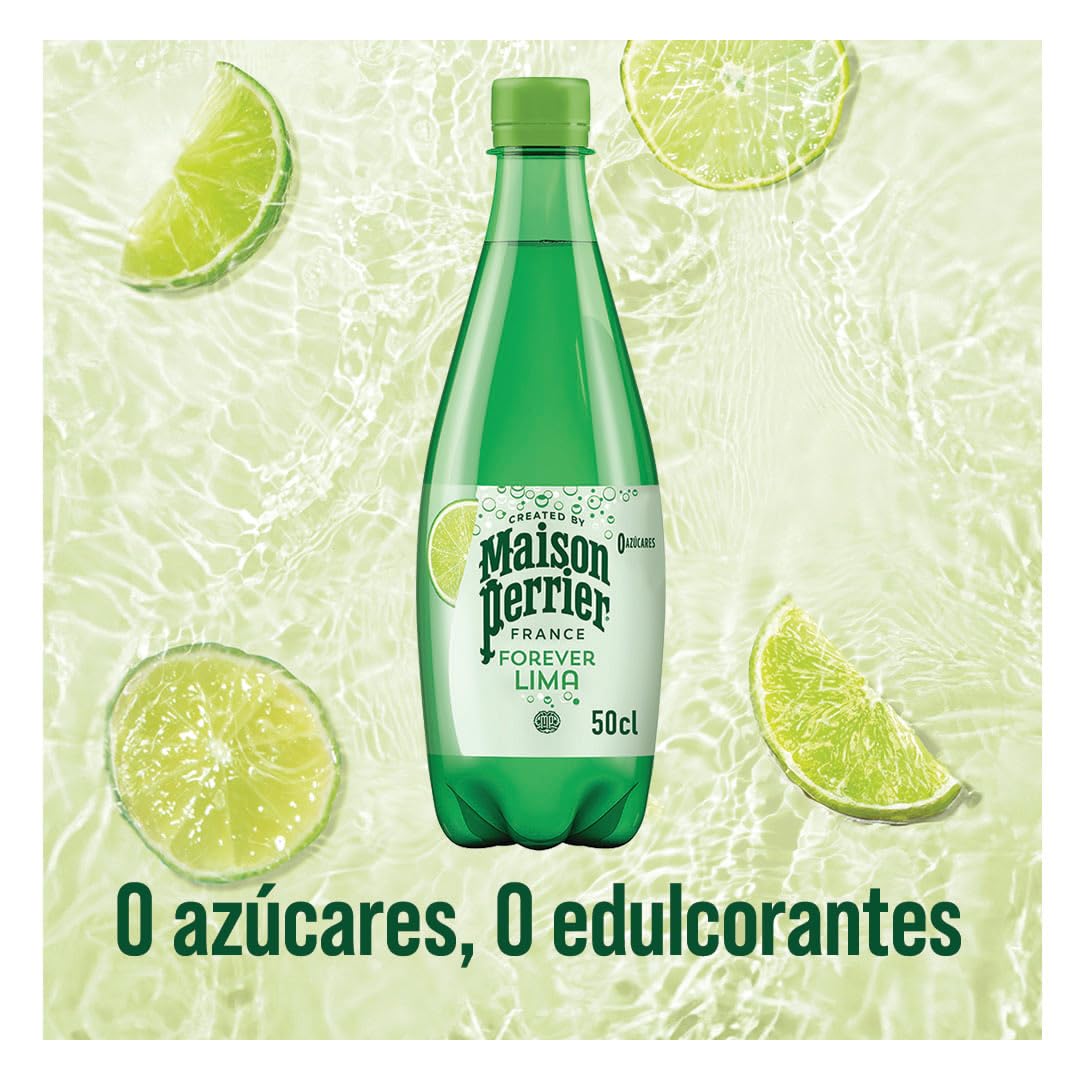 MAISON PERRIER FOREVER Agua con Gas con Sabor Lima, 4 packs 6 x 50 cl, 24 Botellas