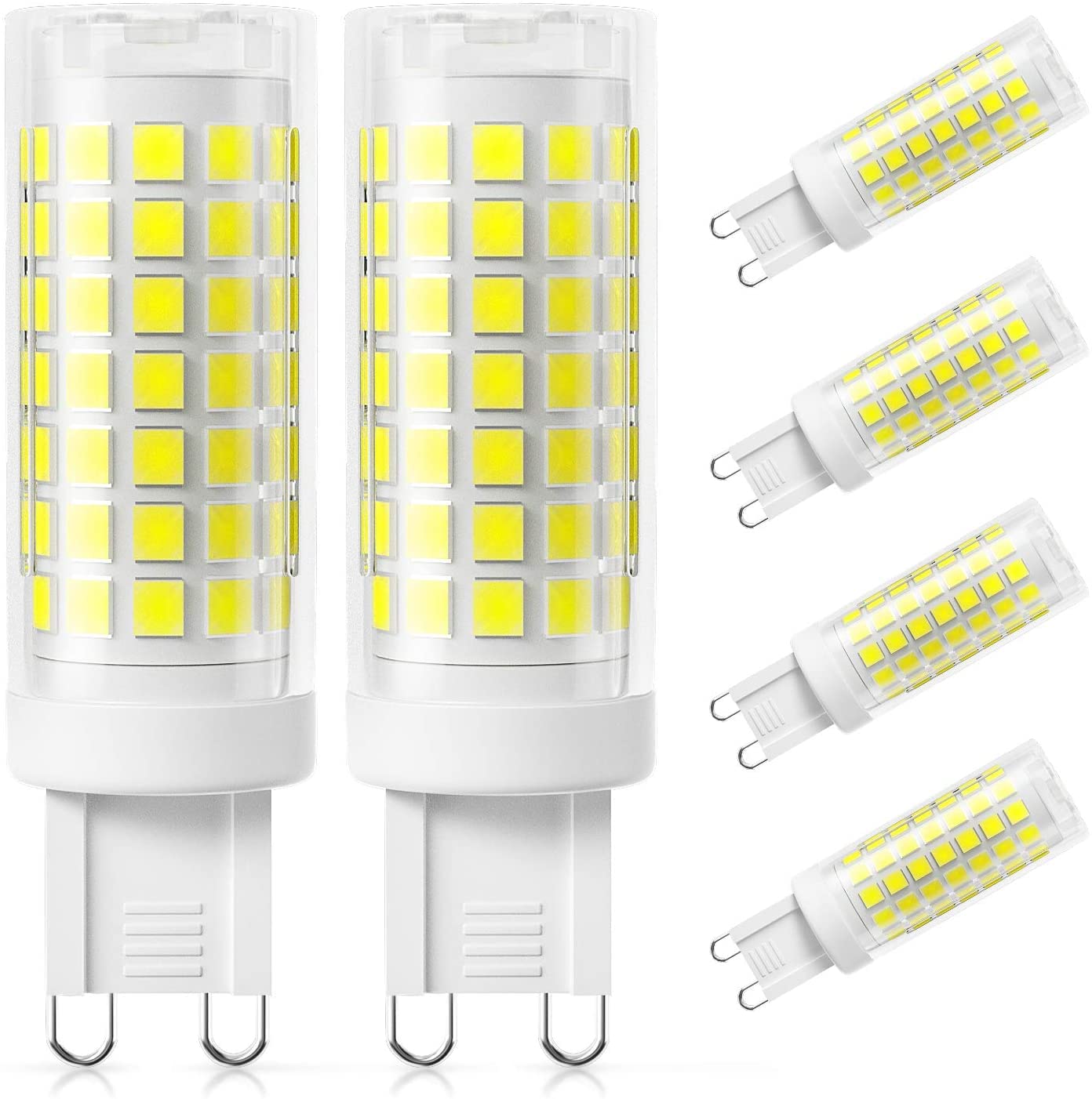 G9 LED Bulb Dimmable, 7W (70W Halogen Equivalent), 720lm AC 220V Daylight G9 Halogen Replacement Ceramic Base Chandelier Corn Xenon Light Bulbs, 360° Beam Angle,Natural White,6 Pack