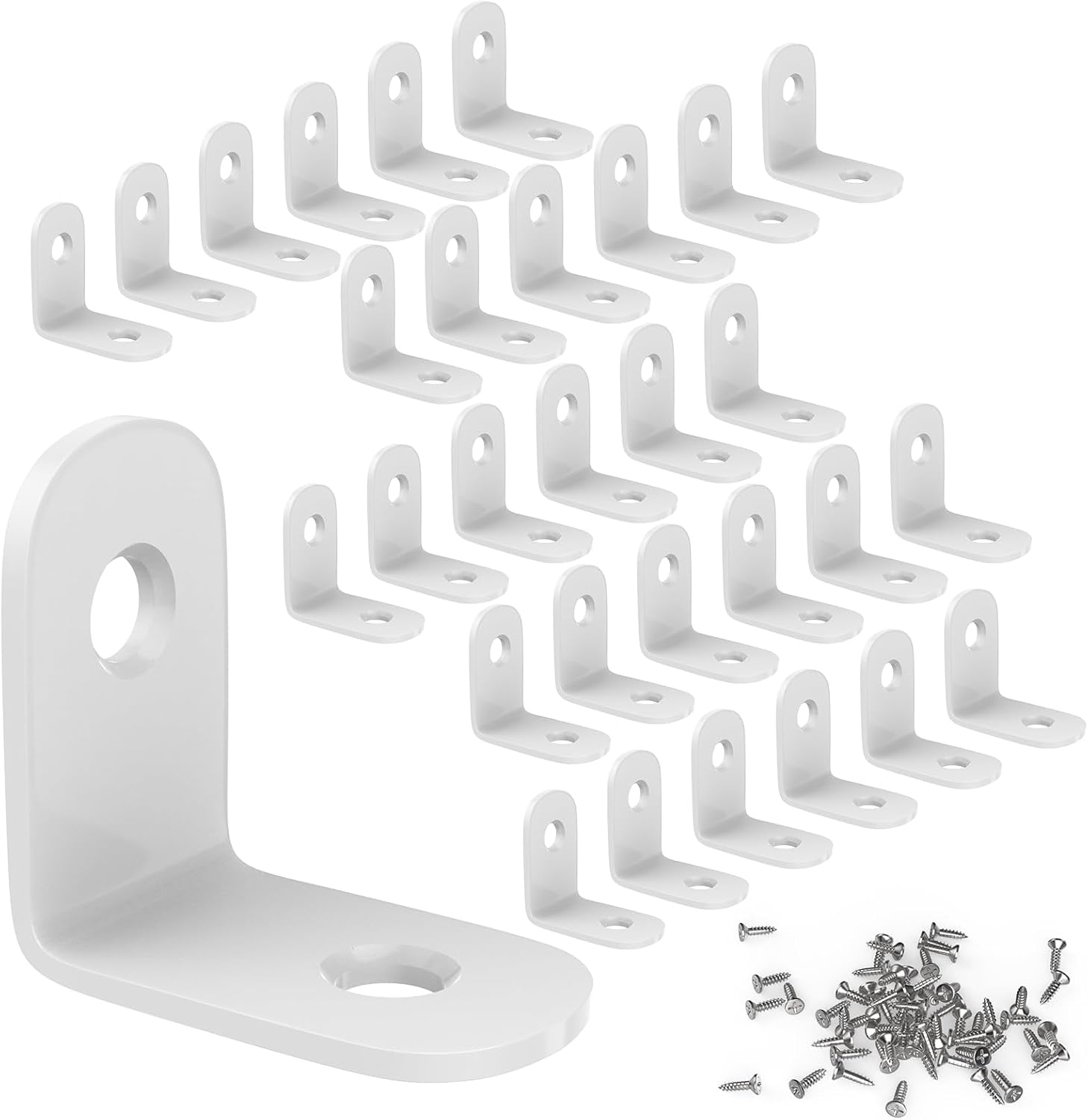 30Pcs 1" x 1" Stainless Steel Corner Brace, 90 Degree Small Right Angle L-Shape Joint Corner Brackets Fastener with Screws, Perfect for Furniture, Cabinets, Bookshelf, Chair, Drawer, Shelves