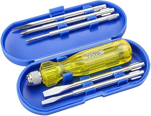Tata Agrico Screwdriver Set - 5 Blades (With Neon Bulb)