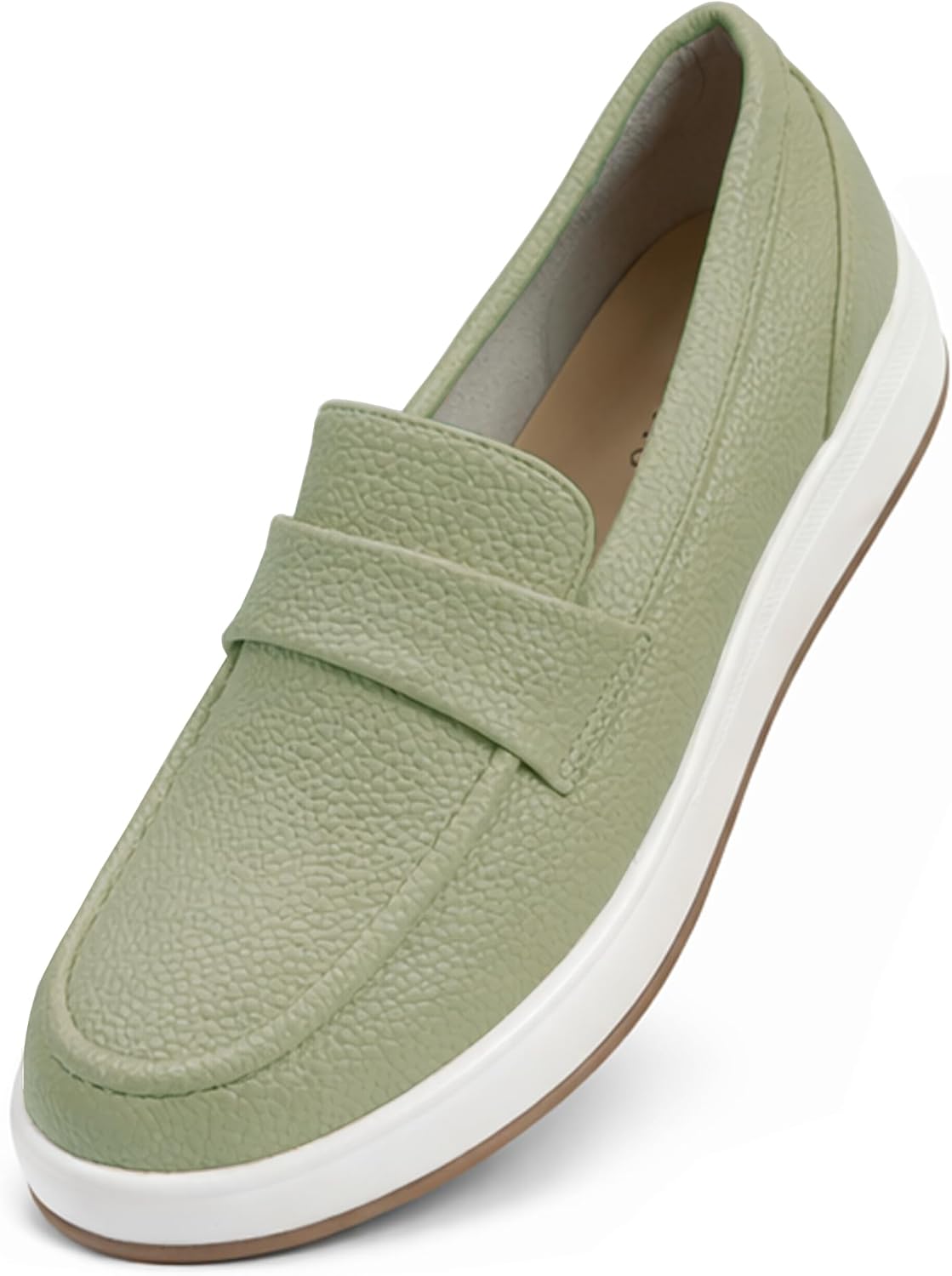 Raymelo Slip On Loafers for Women, Comfort PU Faux Leather Casual Shoes with Easy Entry Collar, Women's Flat Shoes
