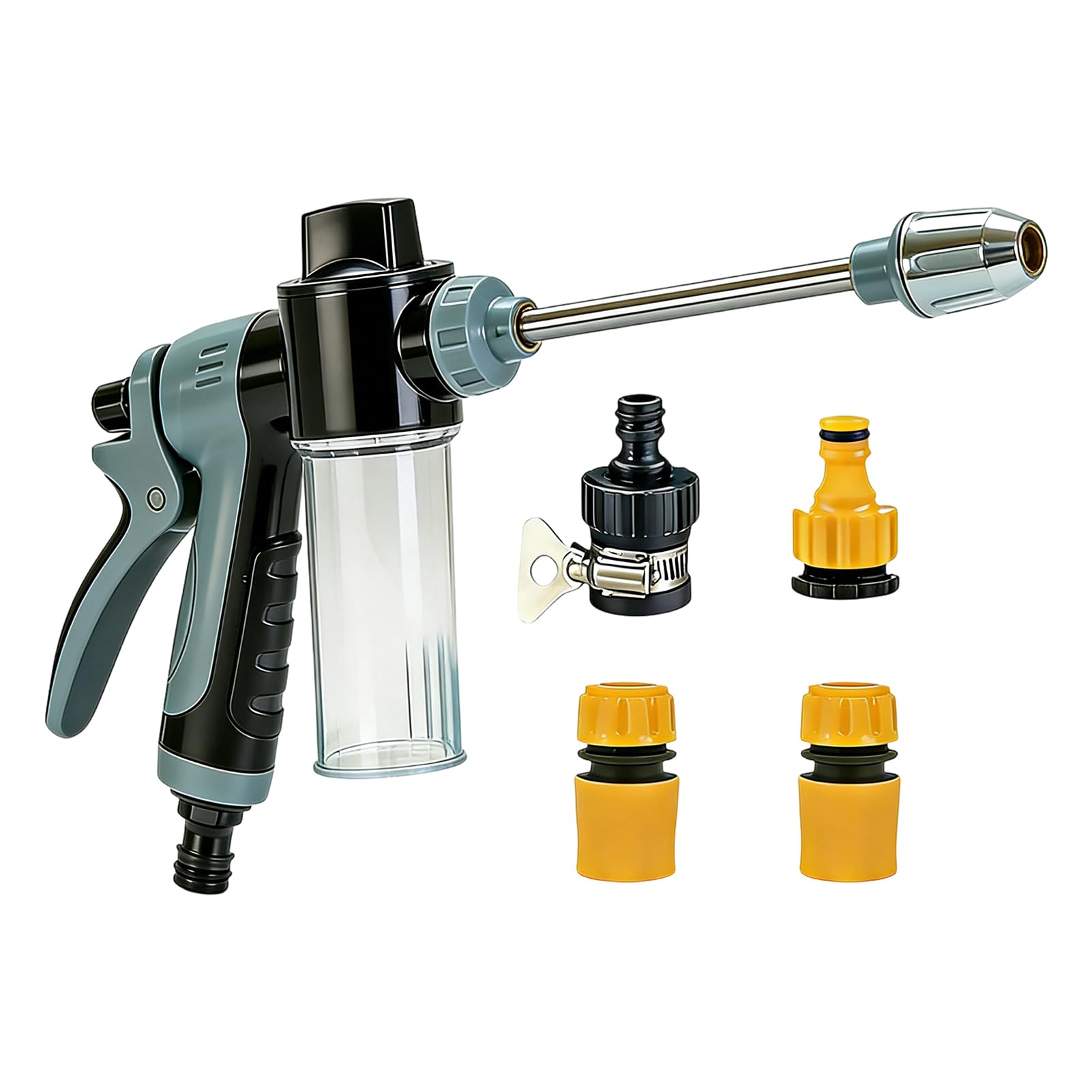 Water Pressure Washer, 15 Inch Garden Hose Spray , ABS Hose Pipe Spray , Lock Function and Flow Control, Multi-Spray with Lever Control and Non-Slip Handle