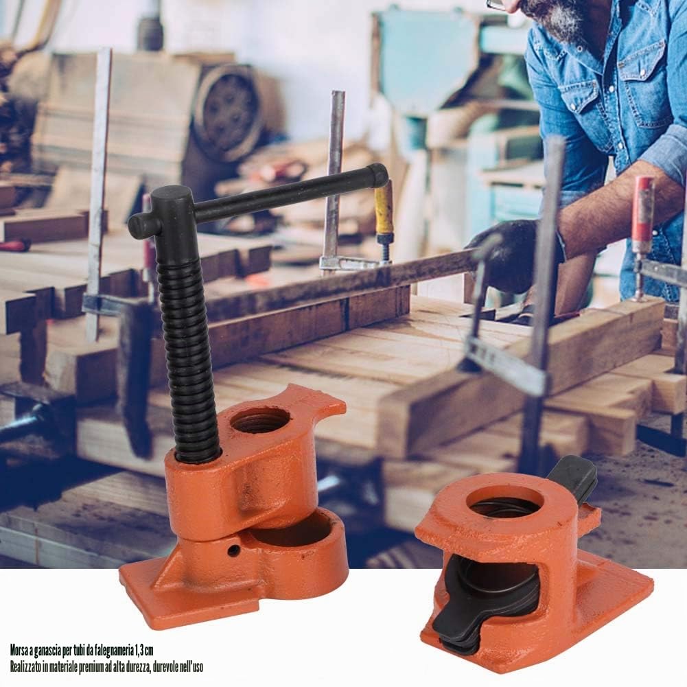 4 Pezzi Morsetto a tubo, 1/2 in Set di Pinze per Legno, H Stile Morsetti a Viti in Ghisa Robusta Falegname, Serra guarnizione Set di Morsa di Legno Stabilito di Lavoro, con Base Ampia
