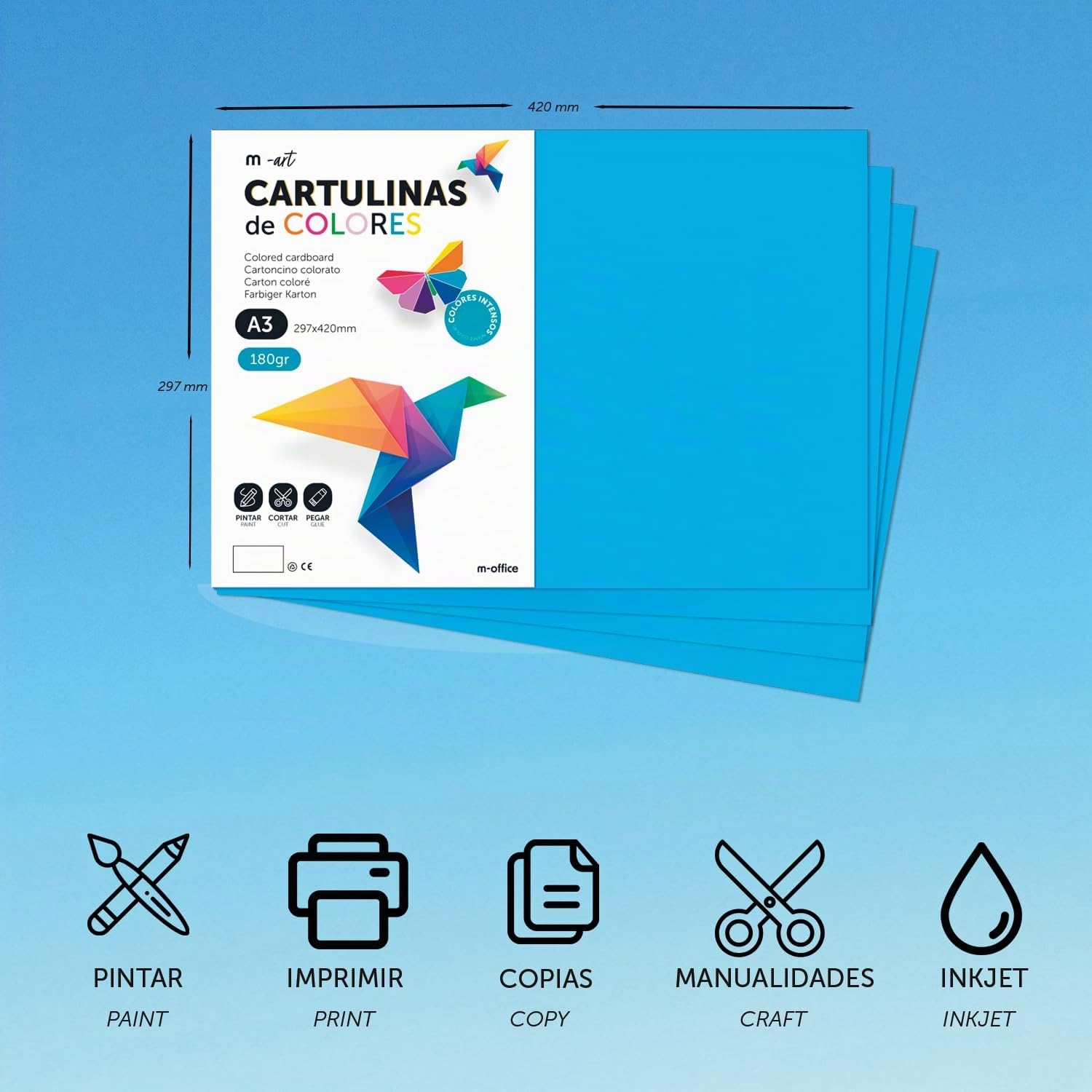 Papier cartonné A3 180 g couleurs pastel pour artisanat et dessins créatifs