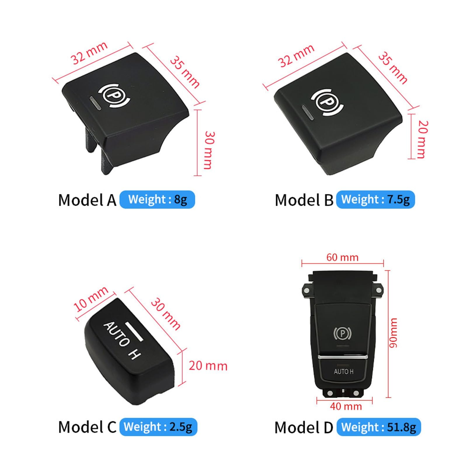 Cache-bouton de frein à main/frein Compatible avec BMW 5, 6, 7