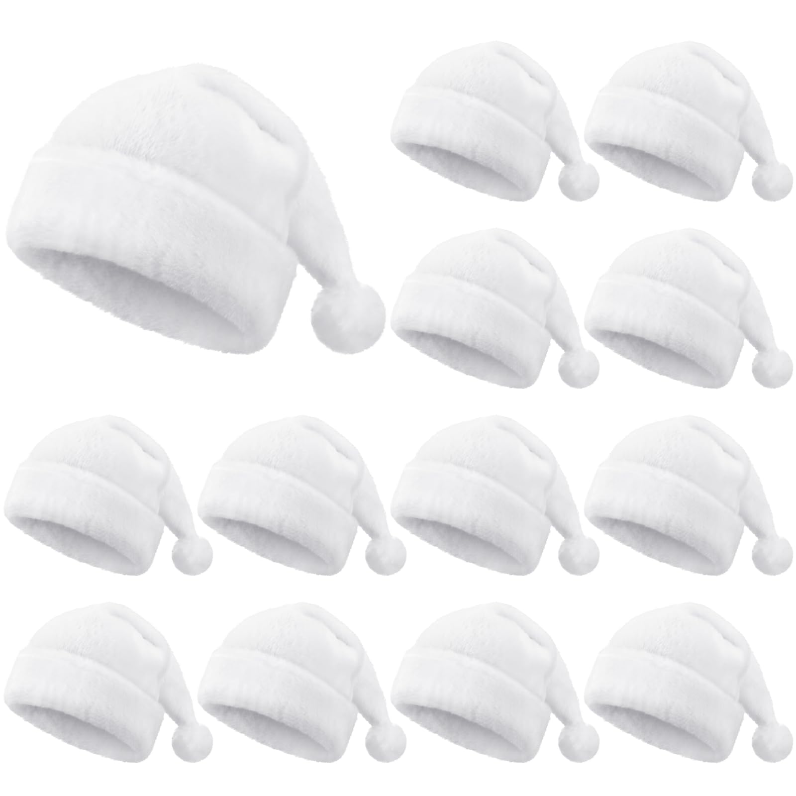 Geyoga 12 sombreros de Papá Noel para adultos a granel, sombrero de gnomo blanco, sombrero de Navidad, sombrero de Papá Noel unisex de terciopelo con ribete de piel, sombrero de fiesta de Navidad,