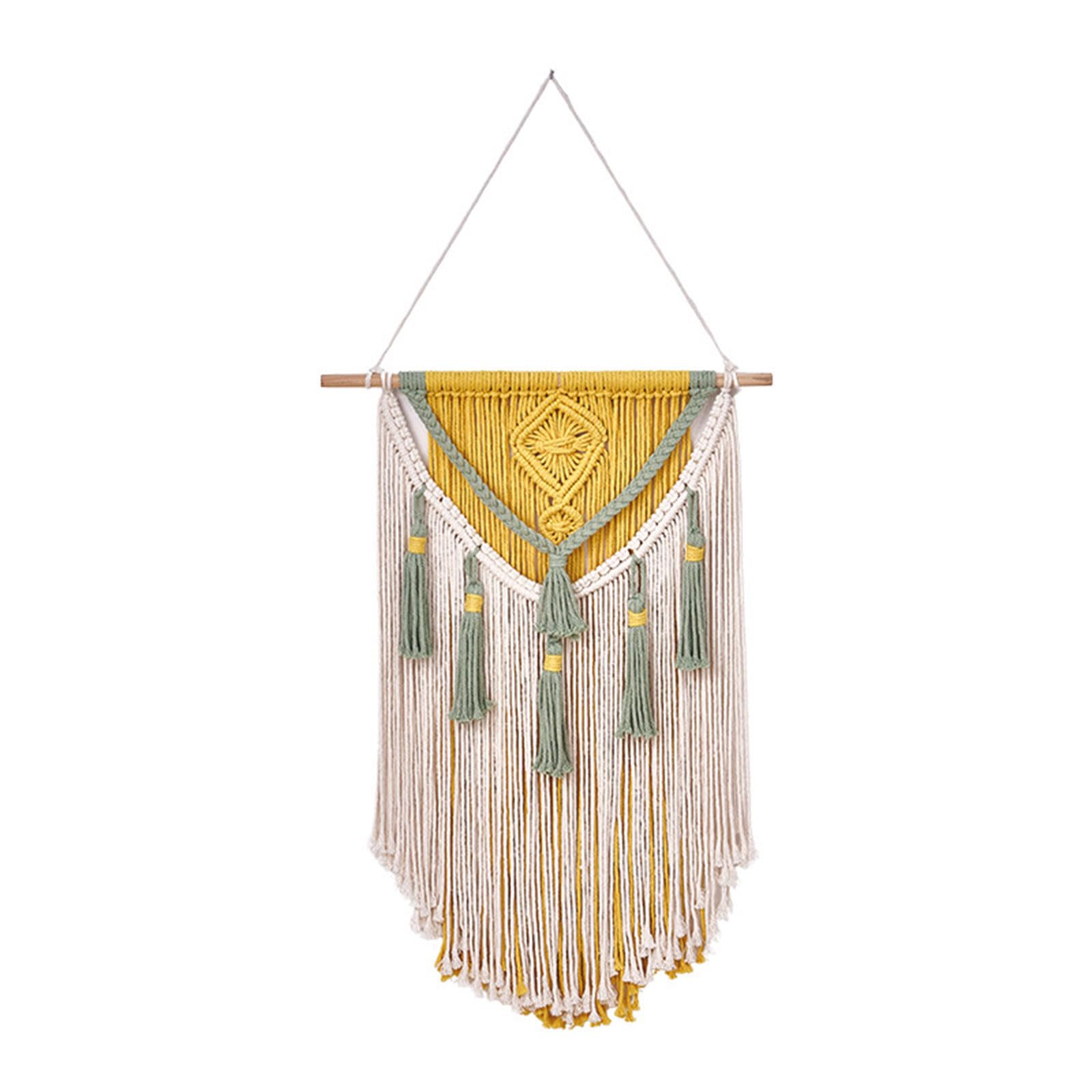 YROHGKPN Handcraft Cotton Rope Colorful Tassels Macrames Tapestry Wall Hanging Ornament Backdrops for Living Room Bedroom Decors Handwoven Tapestry