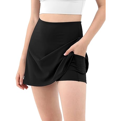 OYAMIKI Women's Athletic Tennis Skirt with Built-In Shorts