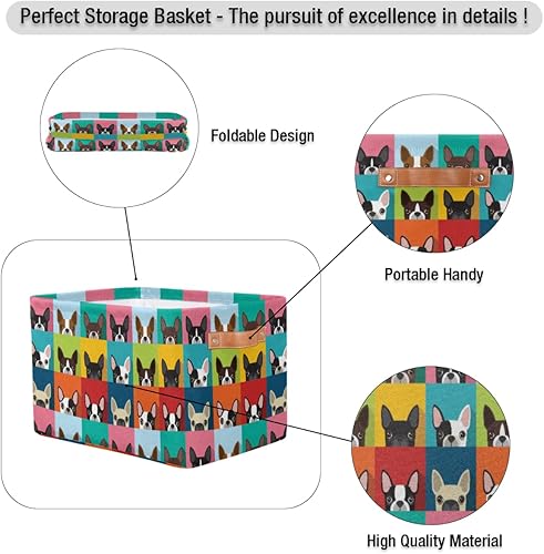 Vista 81 de Cestas de almacenamiento con asas, cubo de almacenamiento rectangular de tela rectangular plegable de juguetes para armario, estantes, lavandería, C